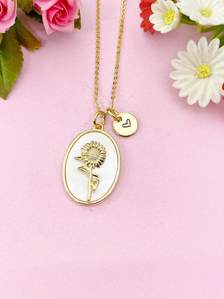 Aster Necklace, Gold Necklace, Mother of Pearl, September Flower, Birthday Gifts, N4883I