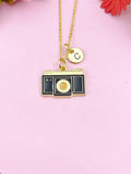 Gold Black Camera Charm Necklace, Photographer Christmas Gifts, N2217