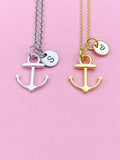Silver or Gold Anchor Necklace, N866Z