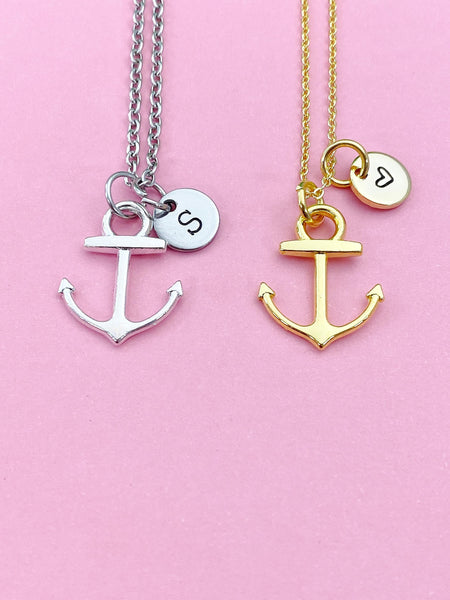Silver or Gold Anchor Necklace, N866Z