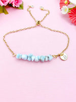 Larimar Necklace, Silver or Gold Bracelet, Natural Larimar Gemstone Jewelry, N6117B