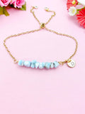 Larimar Bracelet in Silver or Gold, Natural Larimar Gemstone Jewelry, N6117B
