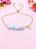 Larimar Bracelet in Silver or Gold, Natural Larimar Gemstone Jewelry, N6117B