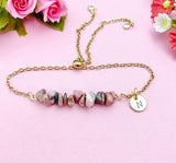Rhodochrosite Bracelet in Silver or Gold, Natural Rhodochrosite Gemstone Jewelry, N6119B