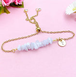 Blue Lace Agate Bracelet, Silver or Gold Necklace, Natural Blue Lace Agate Gemstone Jewelry, N6122B