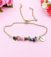 Tourmaline Bracelet, Silver or Gold, Natural Tourmaline Gemstone Jewelry, N6123B