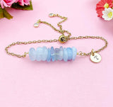 Aquamarine Bracelet, Gold Necklace, Natural Aquamarine Gemstone Jewelry, N6124B