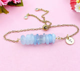 Aquamarine Bracelet, Gold Necklace, Natural Aquamarine Gemstone Jewelry, N6124B