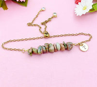 Unakite Bracelet, Silver or Gold Natural Unakite Gemstone Jewelry, N6125B
