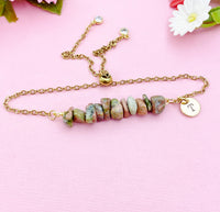 Unakite Bracelet, Silver or Gold Natural Unakite Gemstone Jewelry, N6125B