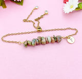 Unakite Bracelet, Silver or Gold Natural Unakite Gemstone Jewelry, N6125B