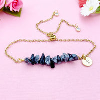 Snowflake Obsidian Bracelet, Silver or Gold Natural Snowflake Obsidian Gemstone Jewelry, N6128B