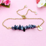 Snowflake Obsidian Bracelet, Silver or Gold Natural Snowflake Obsidian Gemstone Jewelry, N6128B