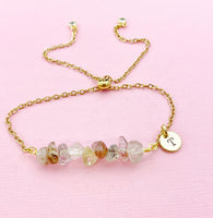 Rutilated Bracelet, Silver or Gold, Natural Rutilated Quartz Gemstone Jewelry, N6129B