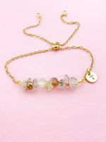 Rutilated Bracelet, Silver or Gold, Natural Rutilated Quartz Gemstone Jewelry, N6129B