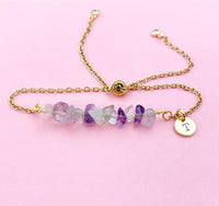 Fluorite Bracelet, Silver or Gold, Natural Fluorite Gemstone Jewelry, N6131B