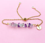 Fluorite Bracelet, Silver or Gold, Natural Fluorite Gemstone Jewelry, N6131B