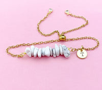 Howlite Bracelet, Silver or Gold, Natural Howlite Gemstone Jewelry, N6132B