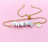 Howlite Bracelet, Silver or Gold, Natural Howlite Gemstone Jewelry, N6132B