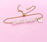 Rose Quartz Bracelet, Silver or Gold Natural Rose Quartz Gemstone Jewelry, N6133B