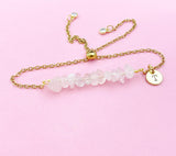 Rose Quartz Bracelet, Silver or Gold Natural Rose Quartz Gemstone Jewelry, N6133B