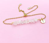 Rose Quartz Bracelet, Silver or Gold Natural Rose Quartz Gemstone Jewelry, N6133B