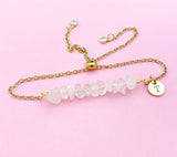 Rose Quartz Bracelet, Silver or Gold Natural Rose Quartz Gemstone Jewelry, N6133B