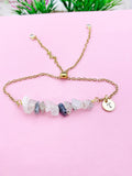 Rutilated Quartz Bracelet, Silver or Gold Natural Rutilated Quartz Gemstone Jewelry, N6134B