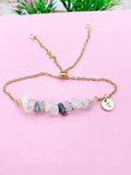 Rutilated Quartz Bracelet, Silver or Gold Natural Rutilated Quartz Gemstone Jewelry, N6134B