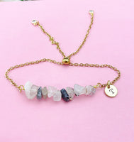 Rutilated Quartz Bracelet, Silver or Gold Natural Rutilated Quartz Gemstone Jewelry, N6134B