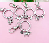 Farm Animal Charm Keychain, Cow Rooster Chicken Pig Goat Llama Option, N2
