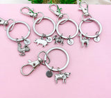 Farm Animal Charm Keychain, Cow Rooster Chicken Pig Goat Llama Option, N2