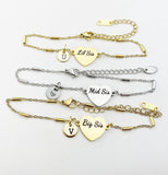 Big Sis Mid Sis Lil Sis Bracelet, Heart, Big Sister Middle Sister Little Sister Bracelet, Sisters Jewelry, Sister Gift, D561