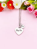Big Sis Necklace, Heart, Big Sister Middle Sister Little Sister, Sisters Jewelry, Sister Gift, D570