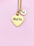 Mid Sis Necklace, Heart, Big Sister Middle Sister Little Sister, Sisters Jewelry, Sister Gift, D571