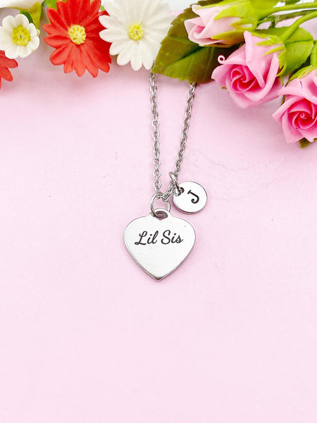 Lil Sis Necklace, Heart, Big Sister Middle Sister Little Sister, Sisters Jewelry, Sister Gift, D572