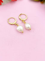 Gold Natural Pearl Potato Charm Earrings, Yellow, N5964