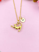 Stretching Cat Charm Gold Necklace, N6148