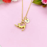 Stretching Cat Charm Gold Necklace, N6148