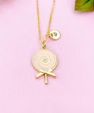 Lollipop Charm Gold Necklace, Candy Jewelry, N6151