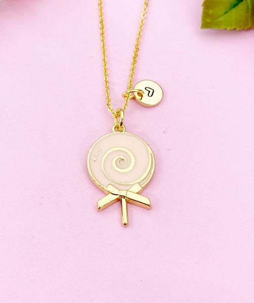 Lollipop Charm Gold Necklace, Candy Jewelry, N6151