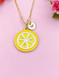 Lemon Slice Charm Gold Necklace, Foodie Vegetable Vegi Jewelry, N6155