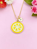 Lemon Slice Charm Gold Necklace, Foodie Vegetable Vegi Jewelry, N6155