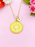 Lemon Slice Charm Gold Necklace, Foodie Vegetable Vegi Jewelry, N6155
