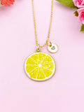 Lemon Slice Charm Gold Necklace, Foodie Jewelry, N6156