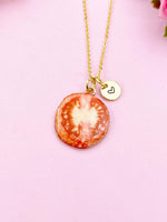 Tomato Charm Gold Necklace, Foodie Jewelry, N6157