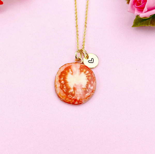 Tomato Charm Gold Necklace, Foodie Jewelry, N6157