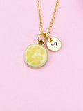 Lemon Slice Charm Gold Necklace, Foodie Jewelry, N6158