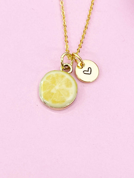 Lemon Slice Charm Gold Necklace, Foodie Jewelry, N6158