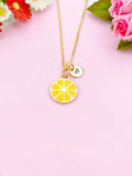 Orange Slice Charm Gold Necklace, Foodie Jewelry, N6159